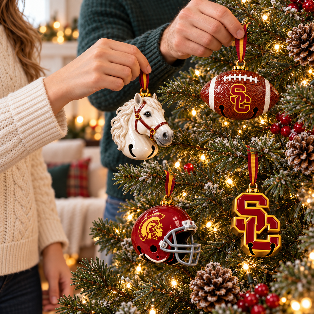 Premium USC Christmas Bell Ornament PVNA