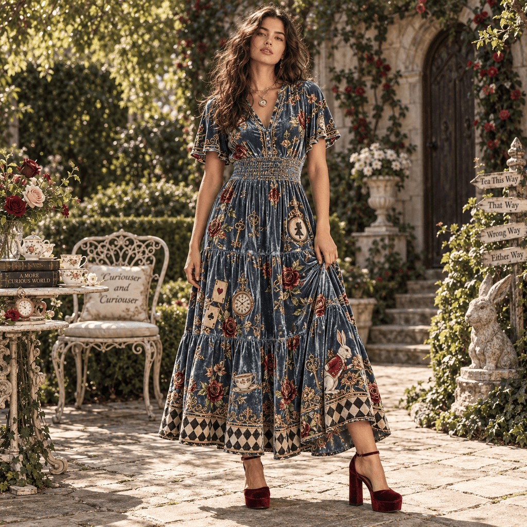 ALW Premium Embroidered Velvet Maxi Dress PTKL