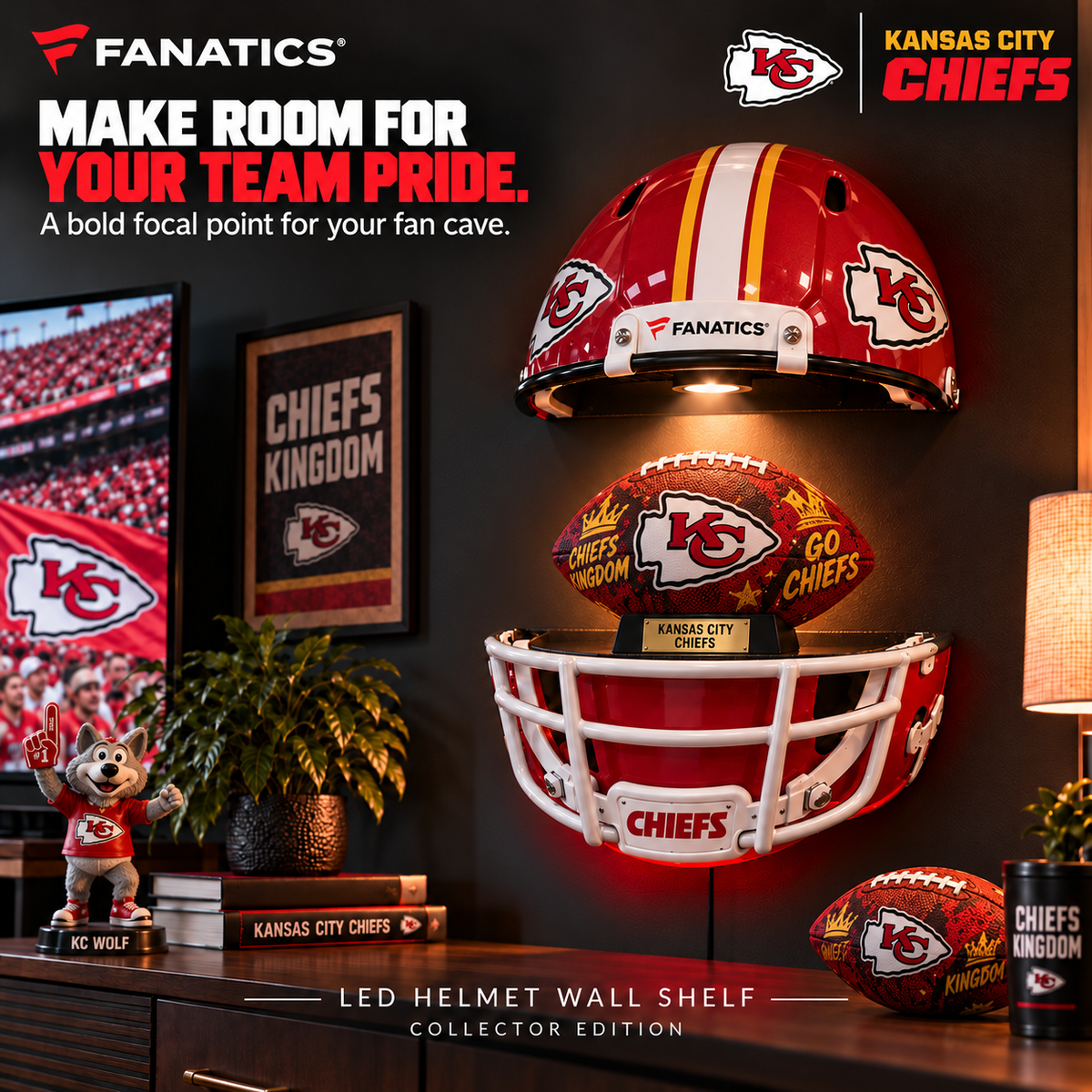 KCC Premium LED Helmet Wall Shelf NTNA