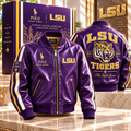 LSU PREMIUM LEATHER BOMBER JACKET NTNA