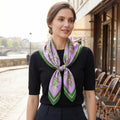 100% Mulberry Silk Scarf 35" Square Headscarf Women’s Hair Wraps Travel Shawl (88*88cm) With Gift Packed Purple Floral Print