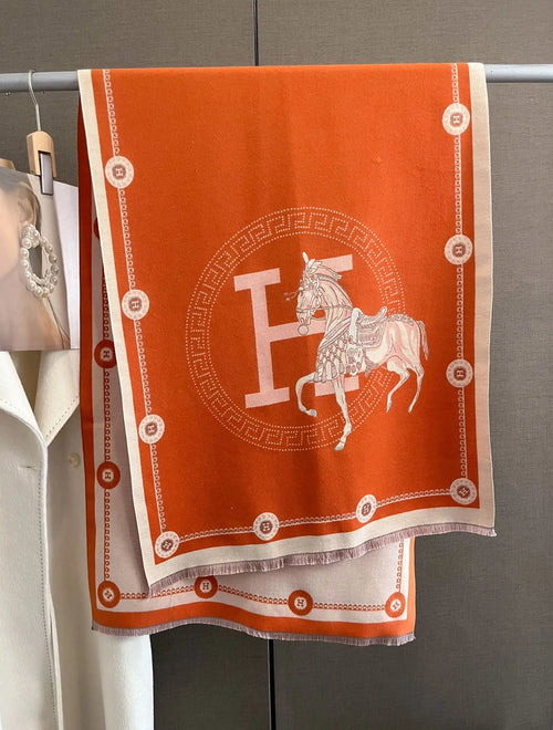 2025 Fashion Horse Imitation Cashmere Scarf for Women Thick Warm European American Scarves Shawl Wrap Blanket Bufanda Echarpe